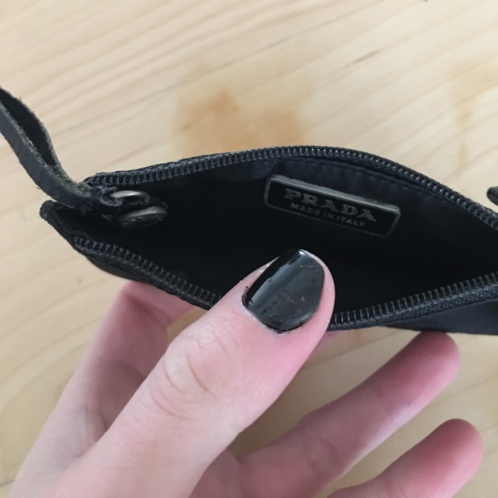 Prada Black Triangle Logo Zip Wristlet Wallet - Picture 3 of 4
